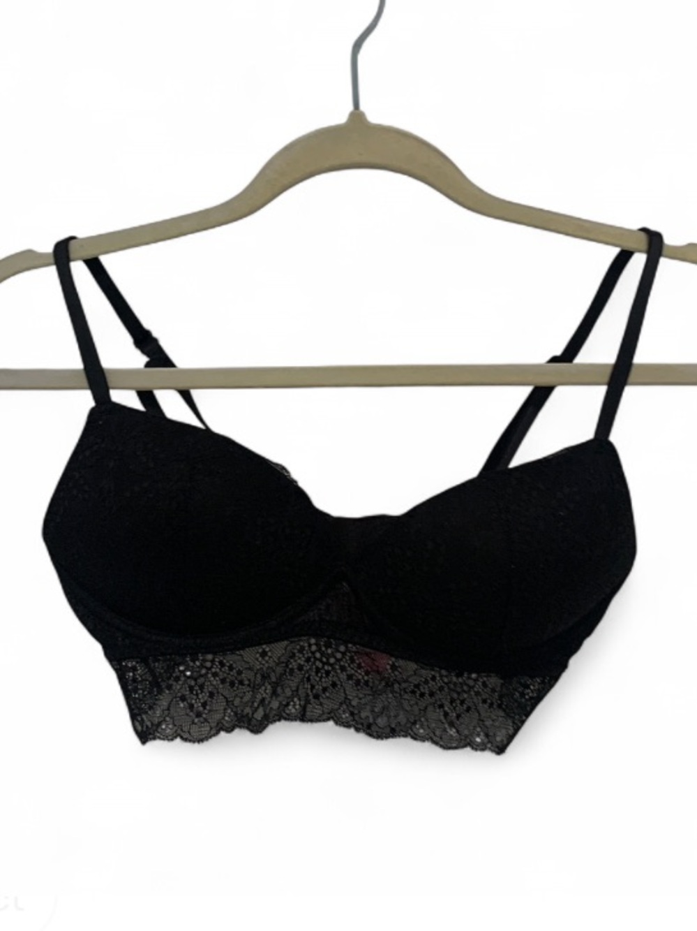 Victoria’s Secret Black Lace Wireless Push Up Bralette with Adjustable Straps